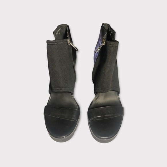 Ash Black open toe leather Wedges size 36 minimalist neutral resort career - Picture 5 of 8